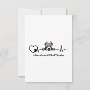 Carte Bouton cardiaque américain Pitbull Terrier