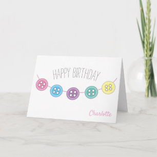 Carte bouton de couture couleur pastel