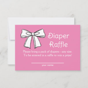 Carte Bow Diaper Blanc Raffle Pink Ticket Enboîtie
