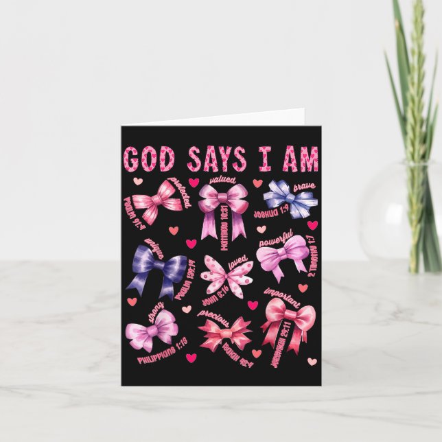 Carte Bow God Say I Am Christian Girl Teen Women Bible V (Devant)