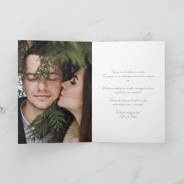 Carte Bow rouge rustique main Lettré mariage d'hiver pho (Intérieur)