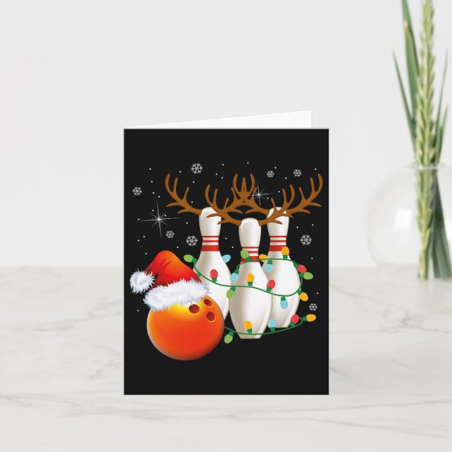 Carte Bowling Cadeaux Noël Bowling Santa Hat Christma (Devant)