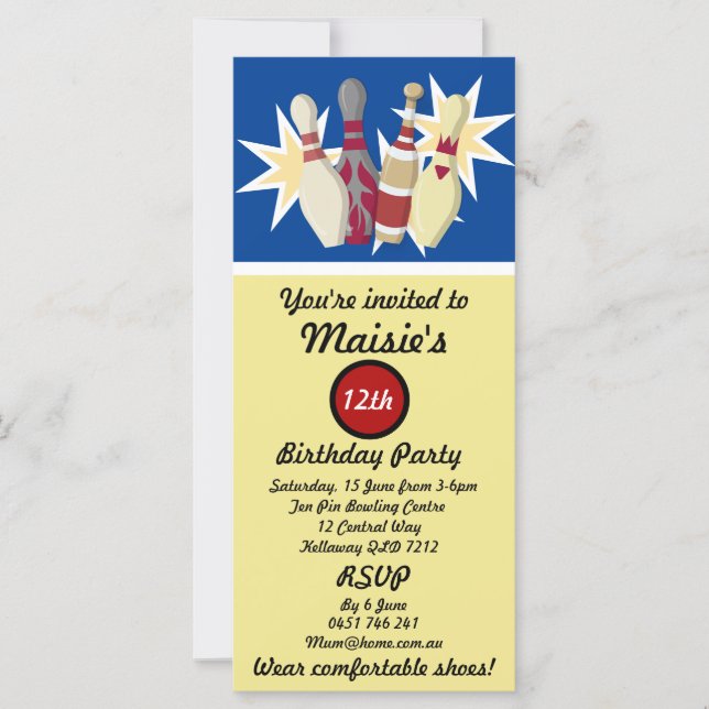 Carte Bowling de style vintage (Devant)