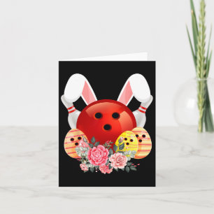 Carte Bowling Easter Bunny Oeuf Rabbit Fleurs Pascha Bow