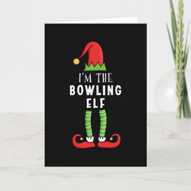 Carte Bowling Elf Noël jumelé cadeau de famille (Devant)