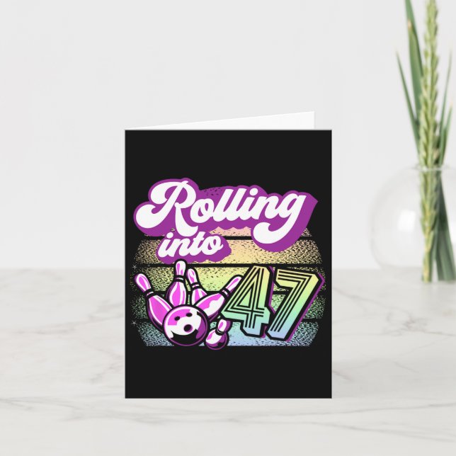 Carte Bowling Party Rolling En 47 Bowling Anniversaire (Devant)