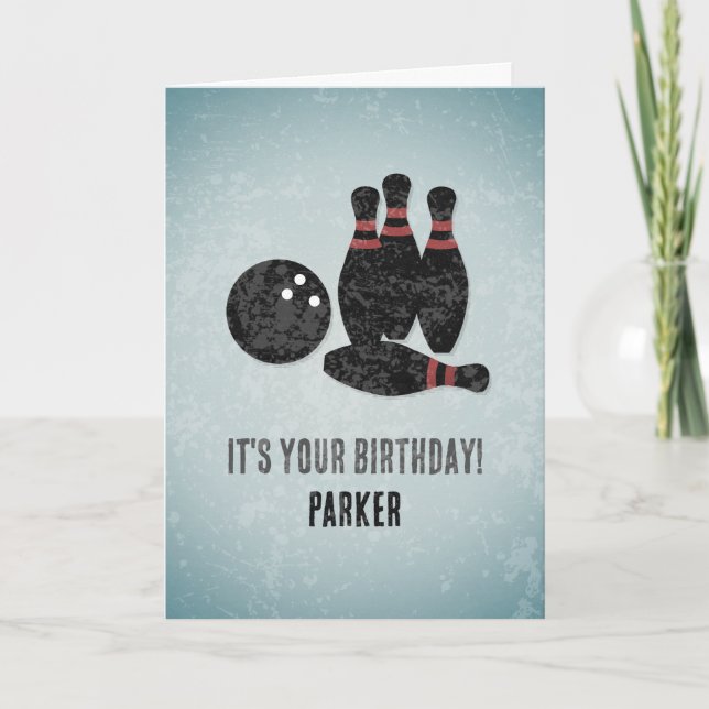 Carte Bowling Theme Party - Masculine Cool Anniversaire (Devant)