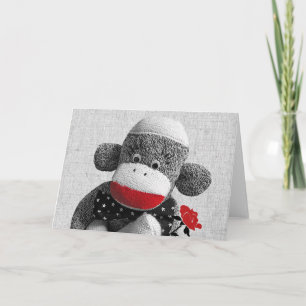 Carte Bowty The Sock Monkey Grey Card
