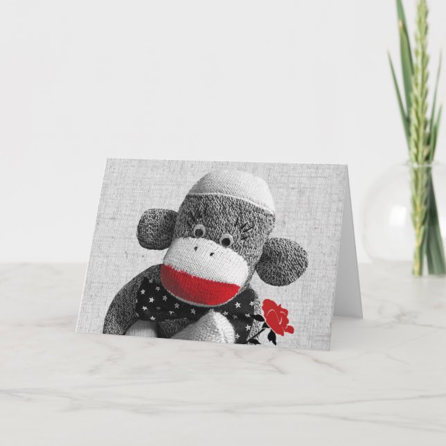 Carte Bowty The Sock Monkey Grey Card (Devant)