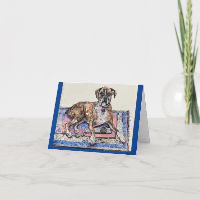 Carte Boxe 3aquarelle douce connexion chien & homme (Devant)