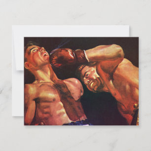 Carte Boxe sportive vintage, boxeurs se battant