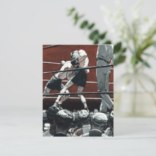 Carte Boxe sportive vintage, des boxeurs s'affrontent da