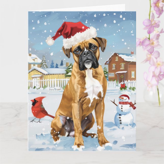 Carte Boxer Chien Winter Wonderland Noël Joie (Orchidée)
