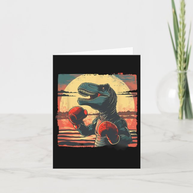 Carte Boxer Dinosaur Boxing Dino Kickboxing T-rex Boxing (Devant)