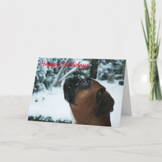 Carte Boxer Dog Happy Holidays (Devant)