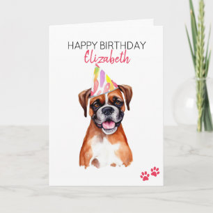 Carte Boxer Dog Personnalisé Joyeux Anniversaire