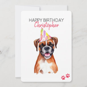 Carte Boxer Dog Personnalisé Joyeux Anniversaire