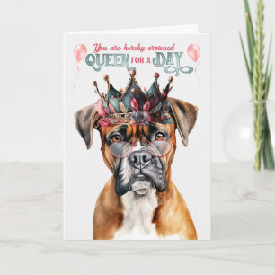 Carte Boxer Dog Queen pour une journée d'anniversaire dr