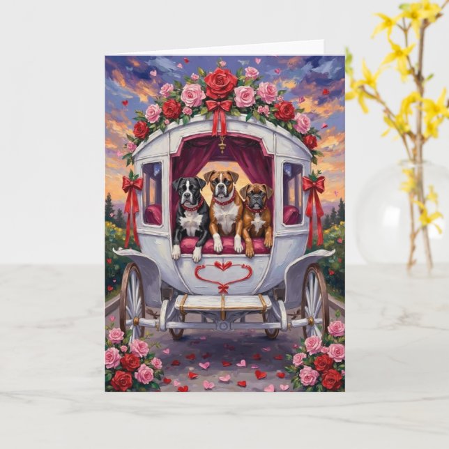 Carte Boxer Dog Valentine's Day  (Fleur jaune)