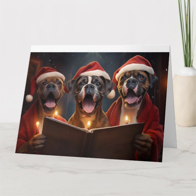 Carte Boxer Noël Carolers Fun Holiday (Devant)