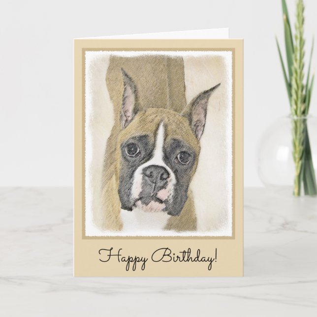 Carte Boxer Peinture - Cute Original Chien Art (Devant)
