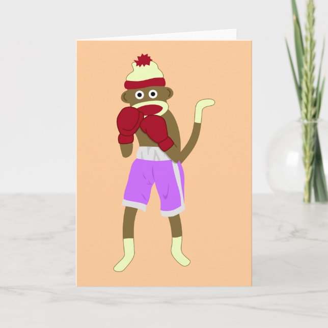 Carte Boxeur de singe de chaussette (Devant)