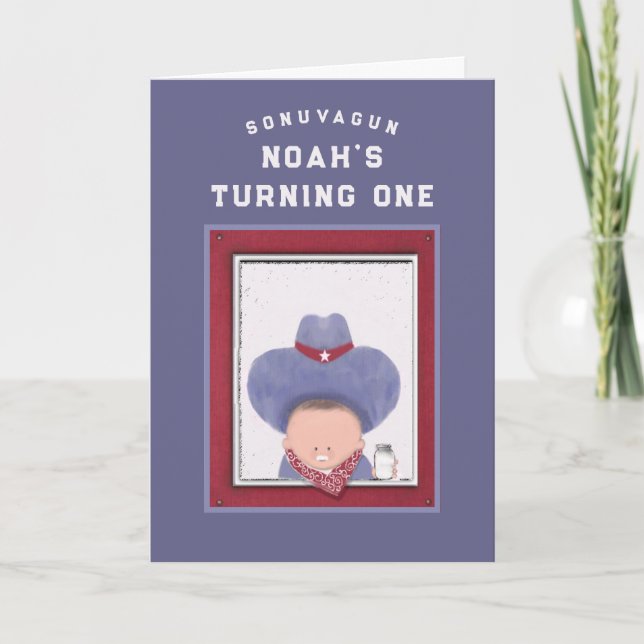 Carte Boy Cowboy 1st Birthday Card (Devant)
