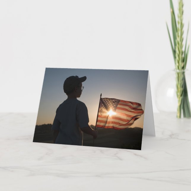 Carte Boy Scout Holding USA Drapeau (Devant)