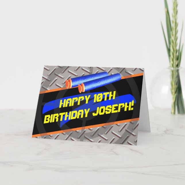 Carte Boys Anniversaire Dart Wars Laser Tag Décor en mou (Devant)