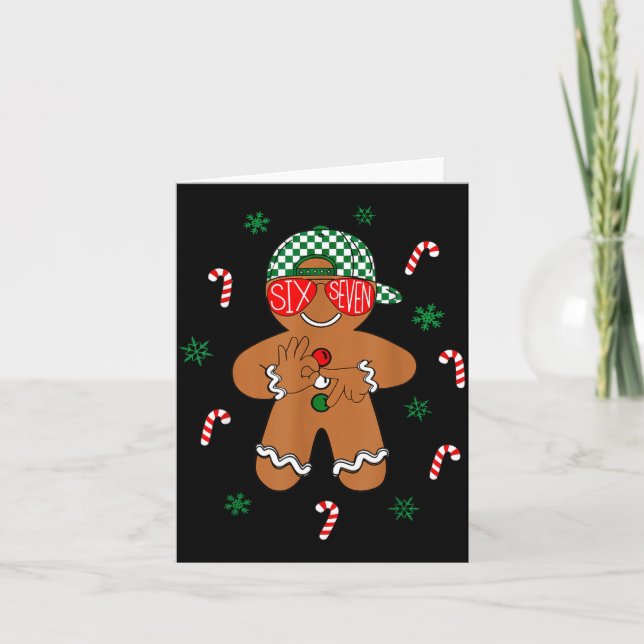 Carte Boys Mens Christmas 6 7 Gingerbread Funny Meme Six (Devant)