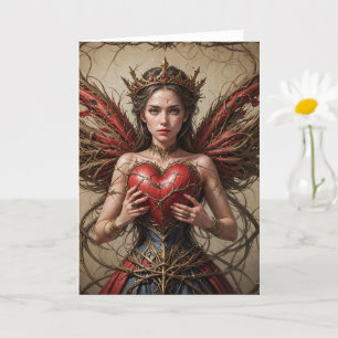 Carte Brambles de coeur rouge fée
