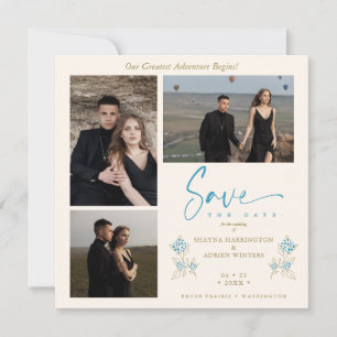 Carte Branches Mariage Tendance Bleu Enregistrer la Date