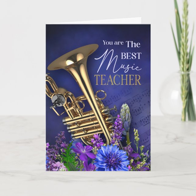 Carte Brass Instrument Theme Teacher Greeting (Devant)