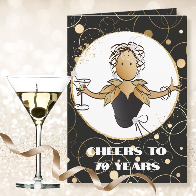 Carte Bravo à 70 Bold Glam Woman Cartoon 70e anniversair (Créateur téléchargé)