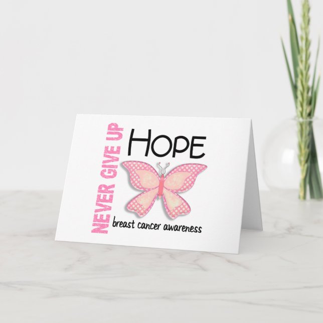Carte Breast Cancer Never Give Up Hope Butterfly 4.1 (Devant)