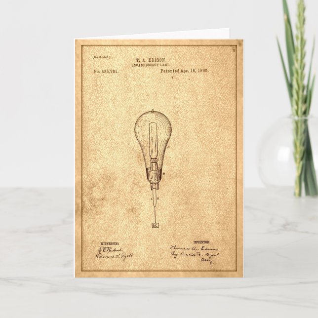 Carte Brevet Edison Bulbe (Devant)