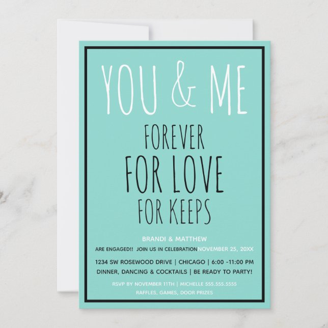 Carte Bride Co Forever You & Me Mariage Engagement Party (Devant)