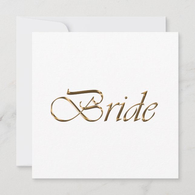 Carte Bride écriture or blanc calligraphie élégante chic (Devant)