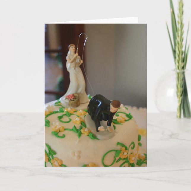 Carte Bride fishing for groom unique wedding card (Devant)