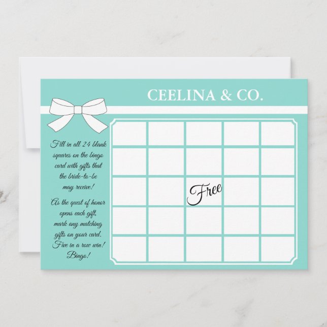 Carte BRIDE Glam & Bling Douche Party Bingo Card (Devant)