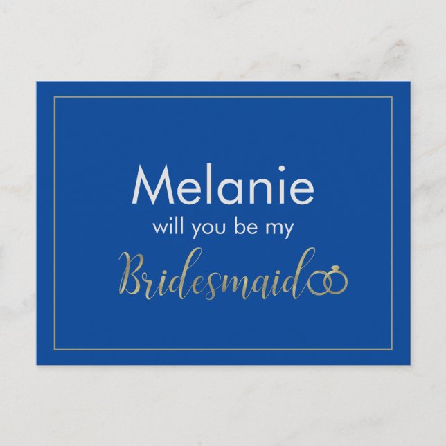 Carte Bridesmaid Blue et Gold (Devant)