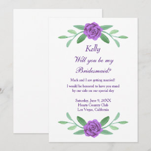 Carte Bridesmaid Foliage Floral Violet
