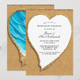 Carte Bridesmaids de plage et de sable Luncheon Invitati