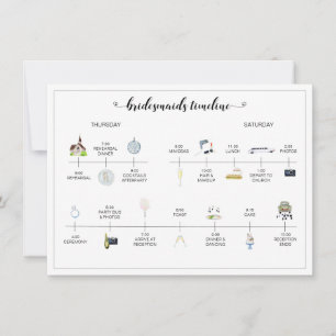 Carte Bridesmaids Wedding Day Timeline of Events Program