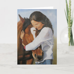 Carte Bridget et sa Secourt Horse Art Greeting Card