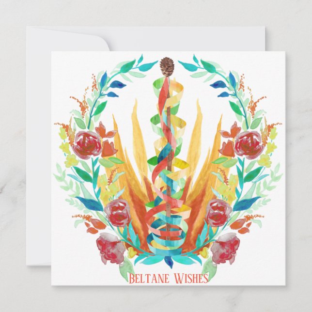 Carte Bright Beltane Maypole Été Feu Floral (Devant)