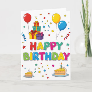 Carte Bright & Cheerful Cartoon “Happy Birthday” Card