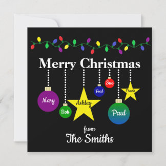 Carte Bright Christmas Ornaments Flat Christmas Card
