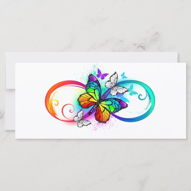 Carte Bright infinity with rainbow butterfly (Devant)