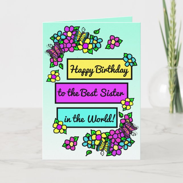 Carte Bright Jolie Whimsday pour Soeur (Devant)